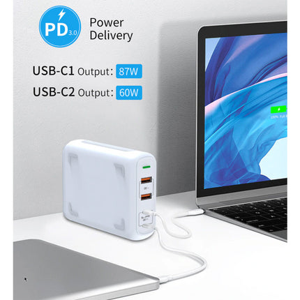 4-Port Oplaadstation - PPS / QC3.0 - 150W USB Oplader Muur Stekkerlader Wallcharger Thuislader Adapter Zwart