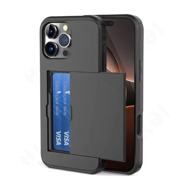 Kaarthouder Hoesje voor iPhone 16 - Wallet Card Slot Cover Case - Zwart
