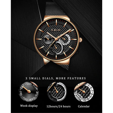 Luxe Horloge Heren - Anoloog Kwarts Uurwerk voor Mannen Zwart-Goud