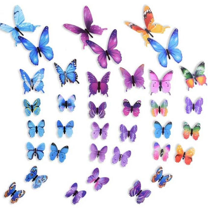 Glow in the Dark Vlinders - 12 Stuks - Lichtgevende Muurstickers Decoratie Blauw