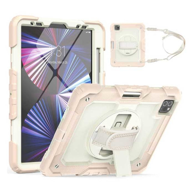 Armor Hoesje voor iPad Pro 12.9" (2021) met Kickstand / Polsband / Pennenhouder - Heavy Duty Cover Case Rose Gold