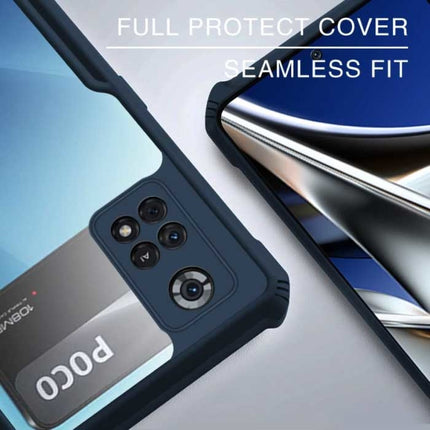 Xiaomi Poco X4 Pro Transparant Bumper Hoesje Case Cover Silicone TPU Anti-Shock Blauw