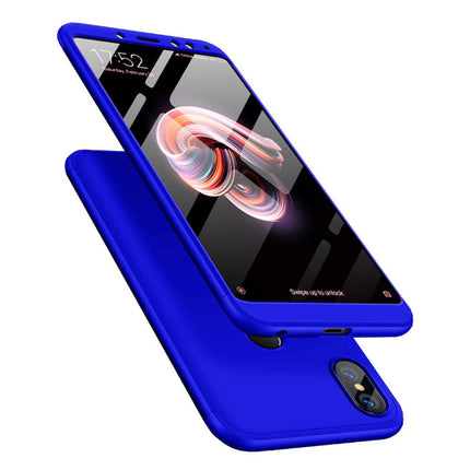 Xiaomi Redmi Note 4X Full Cover - 360° Body Hoesje Case + Screenprotector Tempered Glass Blauw
