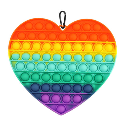 XL Pop It - 200mm Extra Groot Fidget Anti Stress Speelgoed Bubble Toy Siliconen Hartje Regenboog