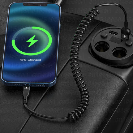 Spiraal Oplaadkabel voor iPhone Lightning - 1 meter - 2.4A Oplader Data Kabel Zwart