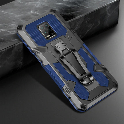 Xiaomi Redmi Note 9 Pro Max Hoesje  - Magnetisch Shockproof Case Cover Cas TPU Blauw + Kickstand