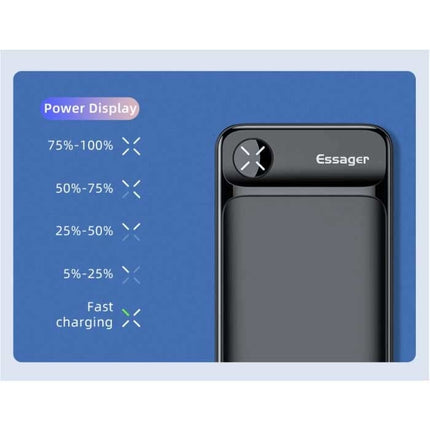 Powerbank 20.000mAh met 3 Oplaadpoorten  - 20W PD Externe Noodaccu LED Display Batterij Oplader Charger Zwart