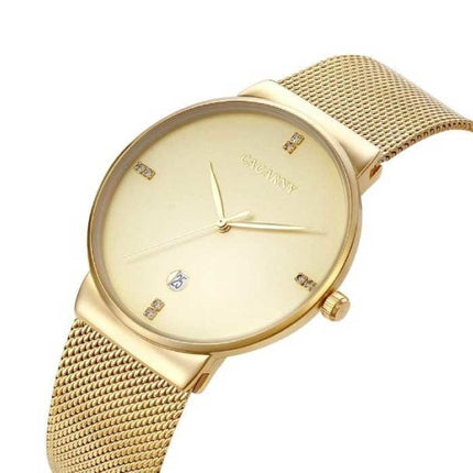Luxe Kristallen Kwarts Horloge voor Heren - Waterdicht Polshorloge Roestvrij Staal Zwart Minimal