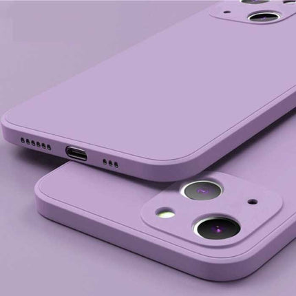 iPhone 14 Pro Square Silicone Hoesje - Zachte Matte Case Liquid Cover Lichtpaars