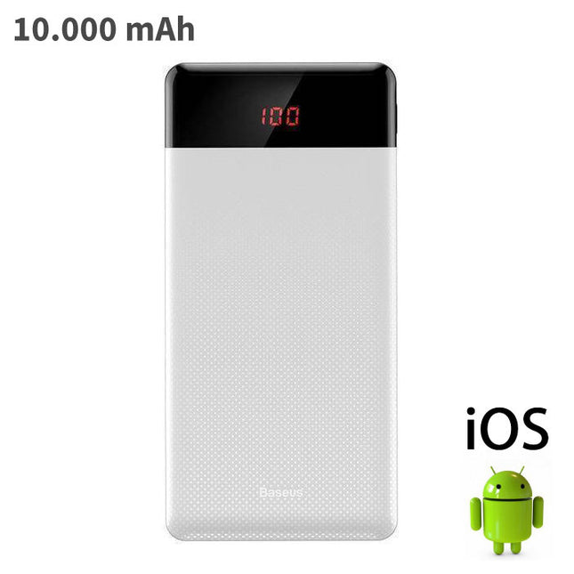 Externe 10.000mAh Powerbank Noodaccu Batterij Oplader Charger Wit