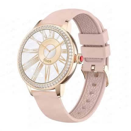 Diamant Smartwatch - Gezondheid Monitor Sport Tracker Horloge iOS Android - Silicoon Bandje - Roze