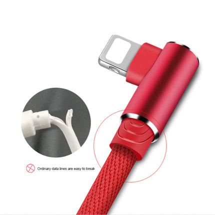 iPhone Lightning Oplaadkabel 90° - 1 Meter - Gevlochten Nylon Oplader Data Kabel Android Grijs