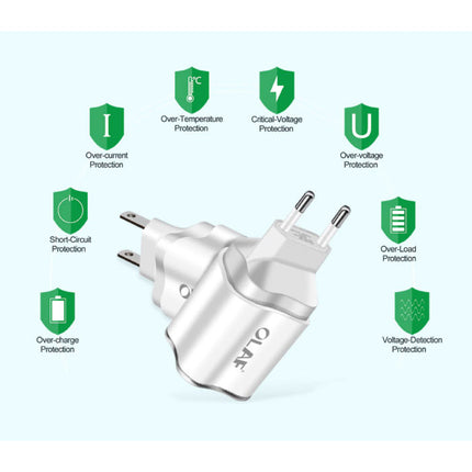 Dual 2x Port USB Stekkerlader - 2.1A Muur Oplader Wallcharger AC Thuislader Adapter Wit