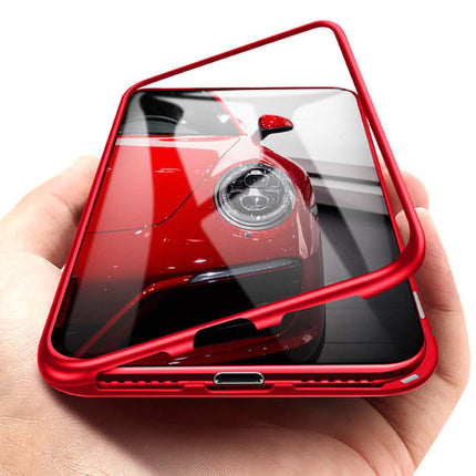 iPhone 12 Pro Max Magnetisch 360° Hoesje met Tempered Glass - Full Body Cover Hoesje + Screenprotector Rood