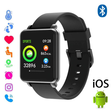 Land 1 Smartwatch Smartband Smartphone Fitness Sport Activity Tracker Horloge OLED iOS Android iPhone Samsung Huawei Zwart Siliconen Bandje 