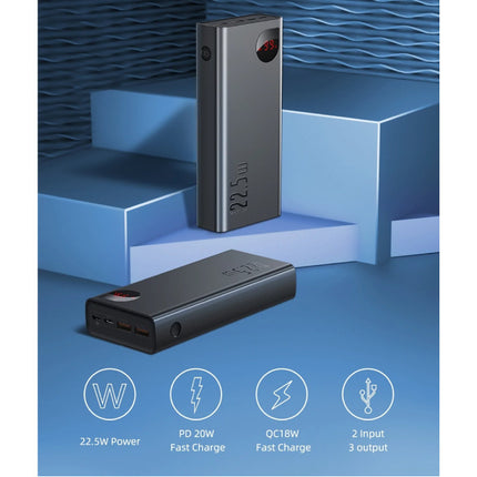 Powerbank met PD Poort 30.000mAh Triple 3x USB Poort  - LED Display Externe Noodaccu Batterij Oplader Charger Zwart