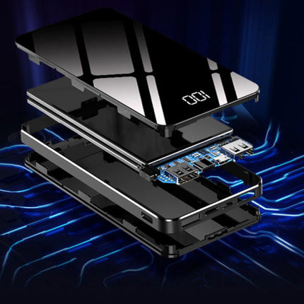 10.000mAh Powerbank met 4 Poorten - LED Display Externe Noodaccu Batterij Oplader Charger Blauw