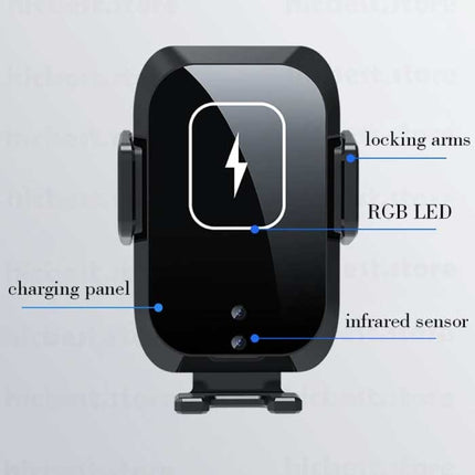 Qi Draadloze Autolader 15W - Dashboard Stand Oplader Universeel Wireless Car Charging Pad Zwart