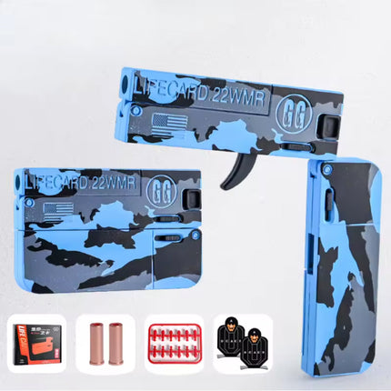 Lifecard Vouwbaar Soft Bullet Pistool - Speelgoed Shell Geweer - Blauw Camo