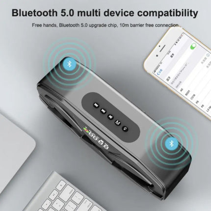 Draadloze Luidspreker - FM Radio Wekker Bluetooth 5.0 Soundbar - Goud