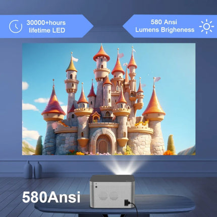 Android 11 Projector - 580 ANSI Lumen - Beamer Home Media Speler Grijs