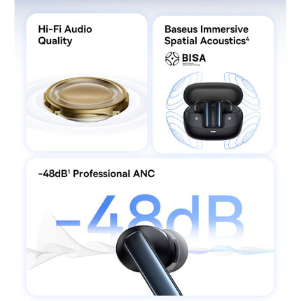 Bowie M2s Draadloze Oortjes - HiFi ANC/ENC Oordopjes TWS Bluetooth 5.3 Zwart