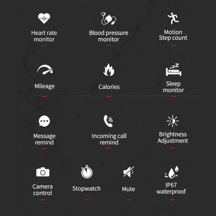 Sports Smartwatch Fitness Sport Activity Tracker Smartphone Horloge iOS Android iPhone Samsung Huawei Zwart