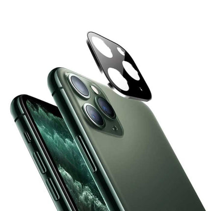 iPhone 12 Camera Lens Cover - Tempered Glass en Metalen Ring Wit