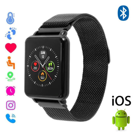 Land 1 Smartwatch Smartband Smartphone Fitness Sport Activity Tracker Horloge OLED iOS Android iPhone Samsung Huawei Zwart Magnetisch Bandje 