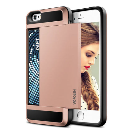 iPhone 6S - Wallet Card Slot Cover Case Hoesje Business Roze
