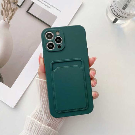 iPhone XR Kaarthouder - Wallet Card Slot Cover Hoesje Donkergroen