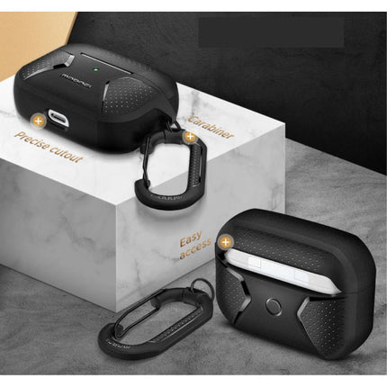 Shockproof Hoesje voor AirPods Pro met Karabijnhaak - AirPod Case Cover Skin - Zwart