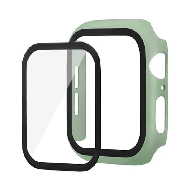 Full Cover voor iWatch Series 40mm - Hoesje en Screen Protector - Tempered Glass Hard Case TPU Lichtgroen