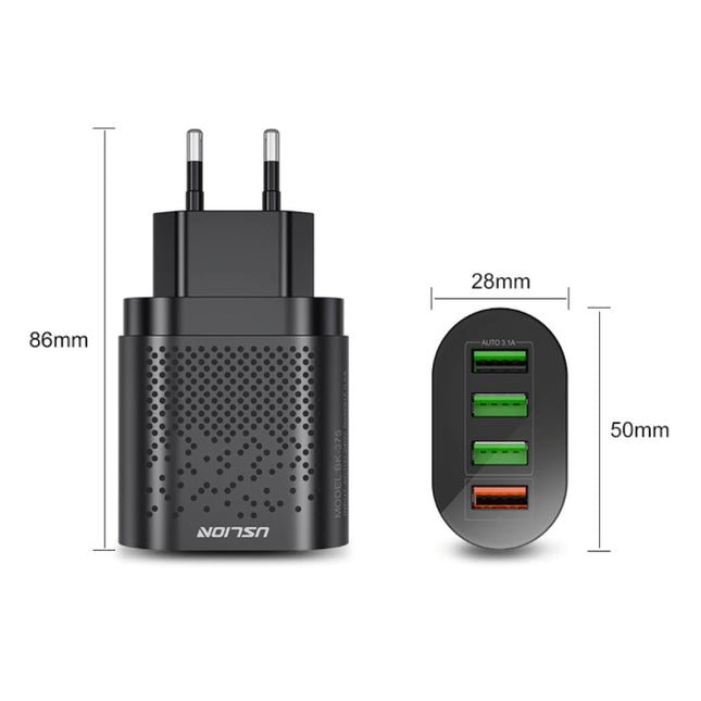 Quad 4x 48W Port USB Stekkerlader - Quick Charge 3.0 Muur Oplader Wallcharger AC Thuislader Adapter