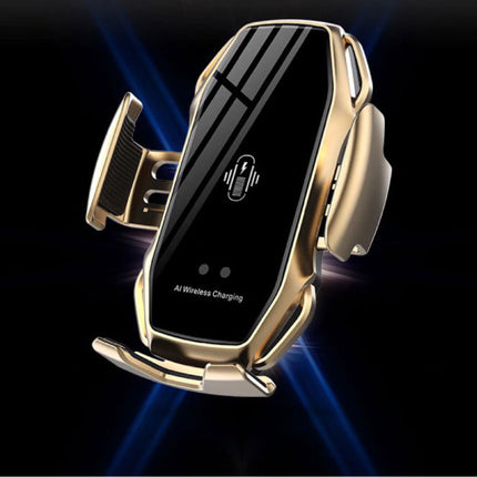 10W Draadloze Qi Autolader - Airvent Clip Oplader Universeel Wireless Car Charging Pad Goud