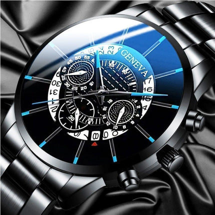Klassiek Horloge voor Heren - Kwarts Stalen Riem Luxe Uurwerk Kalender Zakelijk Zilver Wit