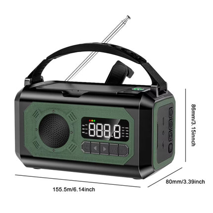 12000mAh Radio Powerbank op Zonne-energie met Dynamo - Ingebouwde Zaklamp - Batterij Oplader Noodradio Ontvanger - Groen