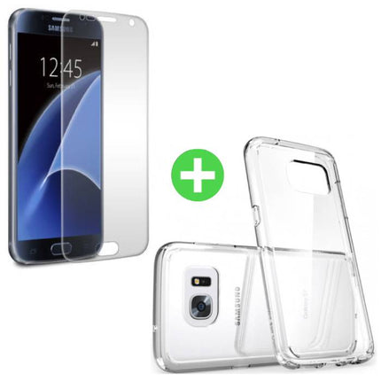 Samsung Galaxy S7 Transparant TPU Hoesje + Screen Protector Tempered Glass