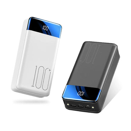 100.000mAh Powerbank met 3 Oplaadpoorten - Ingebouwde Zaklamp - Externe Accu Batterij Oplader Wit