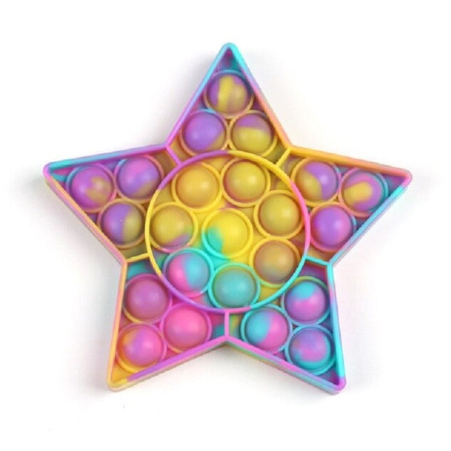 Pop It - Washed Fidget Anti Stress Speelgoed Bubble Toy Siliconen Ster Regenboog