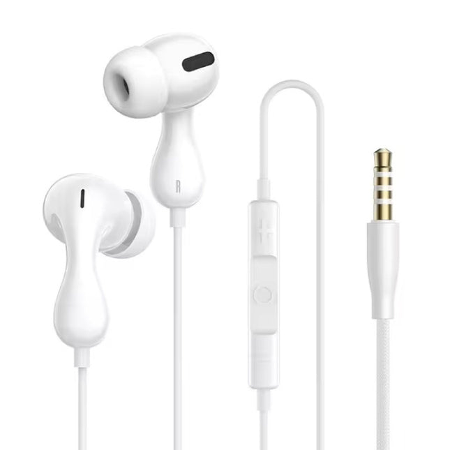 CZ20 Oordopjes met Microfoon en Controls - 3.5mm AUX Oortjes Volumebeheer Bedrade Oortelefoon - Wit