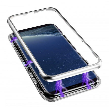 Samsung Galaxy S9 Magnetisch 360° Hoesje met Tempered Glass - Full Body Cover Hoesje + Screenprotector Zilver