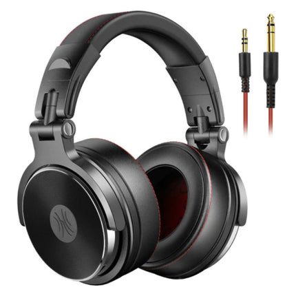 Pro Studio Koptelefoon met 6.35mm en 3.5mm AUX Aansluiting - Headset met Microfoon DJ Headphones Zwart
