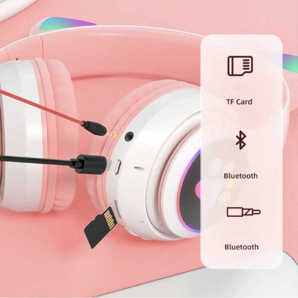 Draadloze Koptelefoon met Kattenoren - Kitty Headset Wireless Headphones Stereo Groen