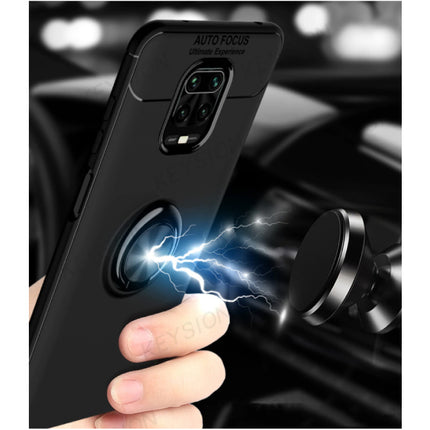 Xiaomi Poco F2 Pro Hoesje met Metalen Ring  - Auto Focus Shockproof Case Cover Cas TPU Zwart-Goud + Kickstand