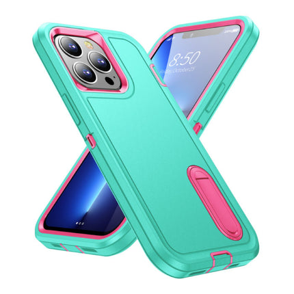 iPhone SE (2022) Armor Hoesje met Kickstand - Shockproof Cover Case Turquoise