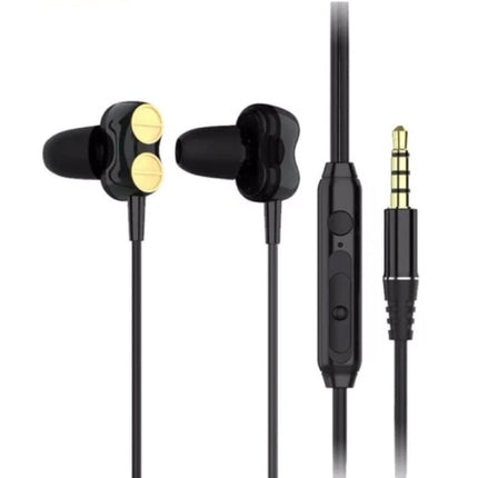 H102 Oordopjes met Microfoon en Controls - 3.5mm AUX Oortjes Volumebeheer Wired Earphones Oortelefoon Zwart