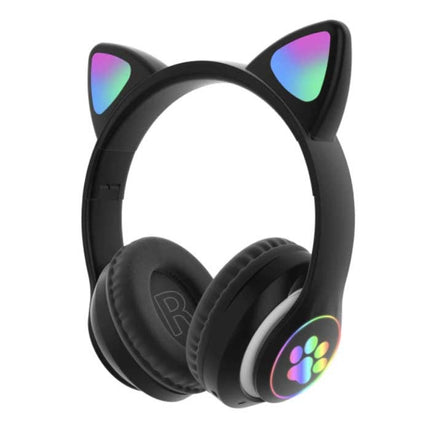 Draadloze Koptelefoon met Kattenoren - Kitty Headset Wireless Headphones Stereo Zwart