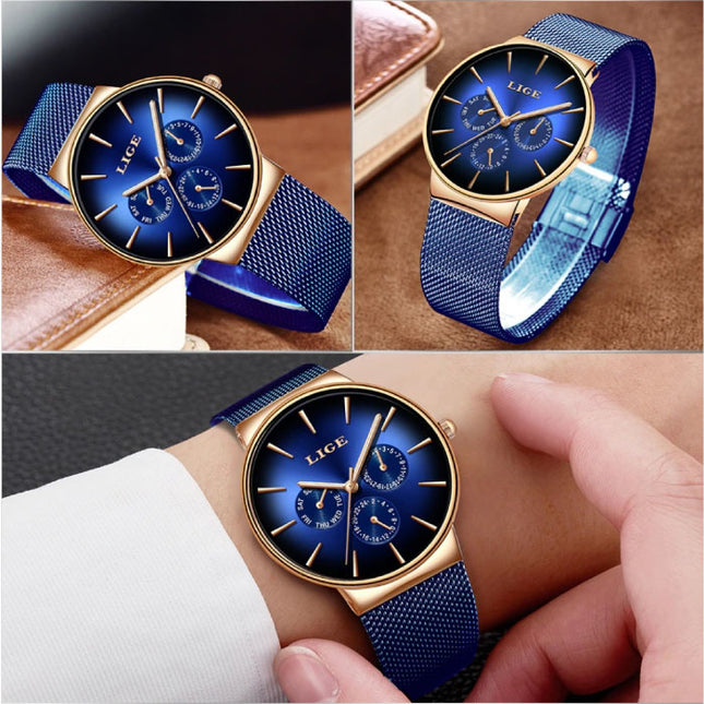 Luxe Horloge Heren - Anoloog Kwarts Uurwerk voor Mannen Blauw
