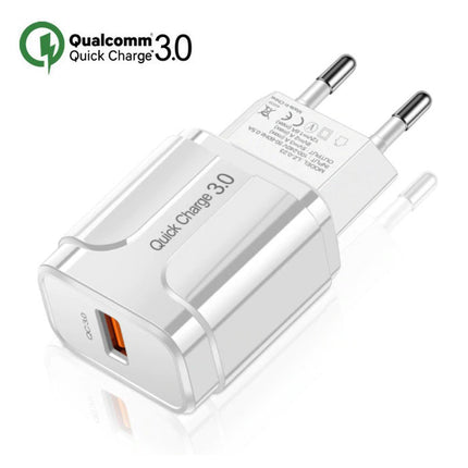 Qualcomm Quick Charge 3.0 USB Muur Oplader Wallcharger AC Thuislader Stekkerlader Adapter - Wit